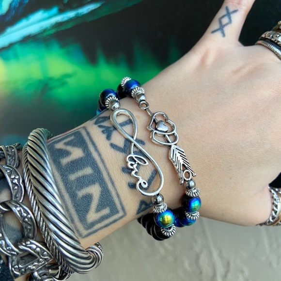 Iridecent beads heart arrow & infinity love set - Picture 7 of 10